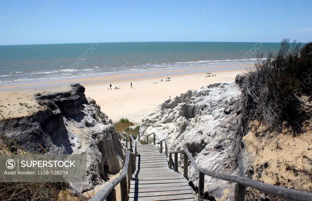 Spain, Andalusia, El Rocio, beach, rocks, way, Europe, destination, Costa de la Luz, place of pilgrimage, tourism, sandy beach, dune-grass, lake, heav...