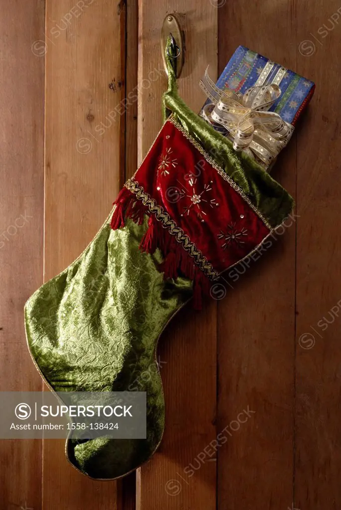 Christmas-stocking, hangs, gift, Christmas, Weihnachstschmuck, Christmas-decoration, decoration, Advent, stocking, filled, Christmas-gift, surprise, s...