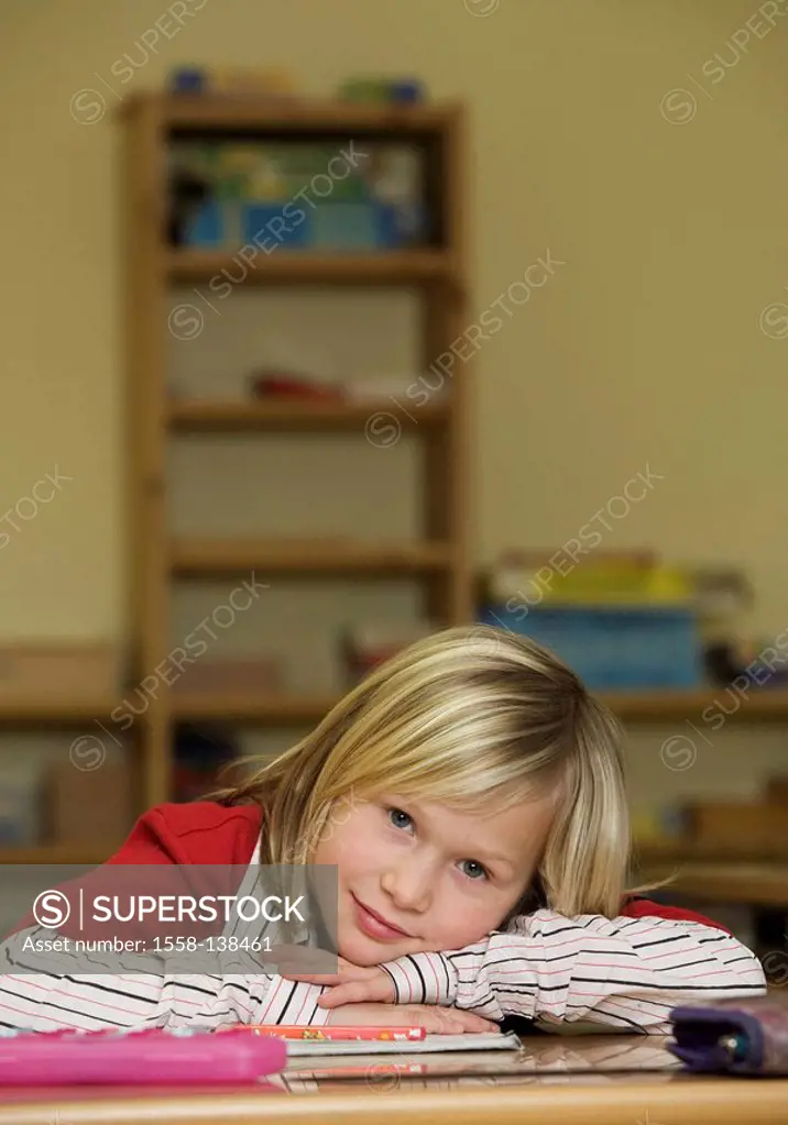 Classrooms, schoolgirl, table, protests, portrait, series, people, child, blond, reason-schoolgirl, smiling, naturalness, learning, formation, further...