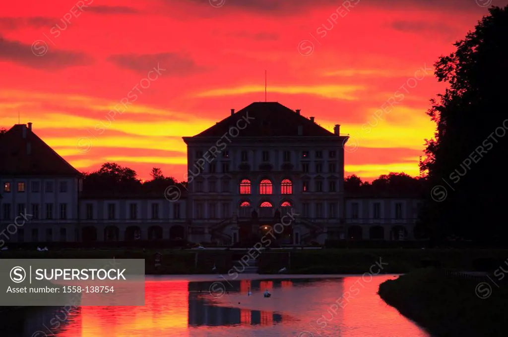 Germany, Bavaria, Munich, palace nymph-castle Nymphenburger canal evening-mood,