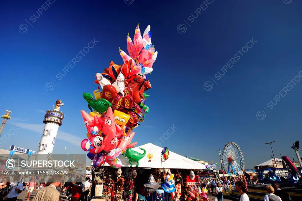 Germany, Bavaria, Munich, Oktoberfest, showmen, driving-businesses, visitors, balloons,