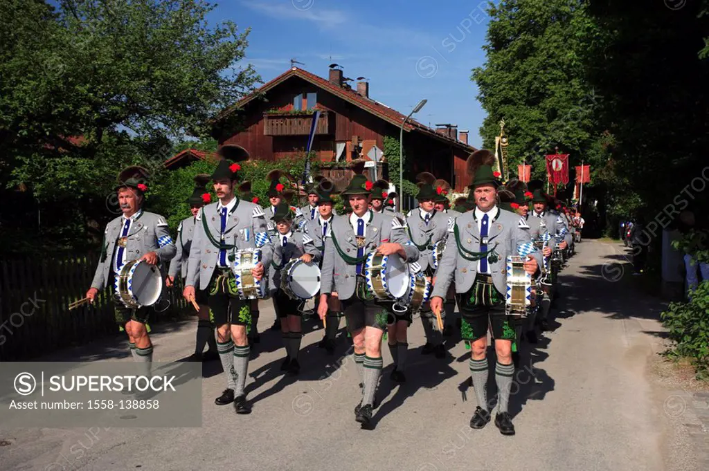 Germany, Bavaria, Benediktbeuern, Feast of Corpus Christi-procession, band,