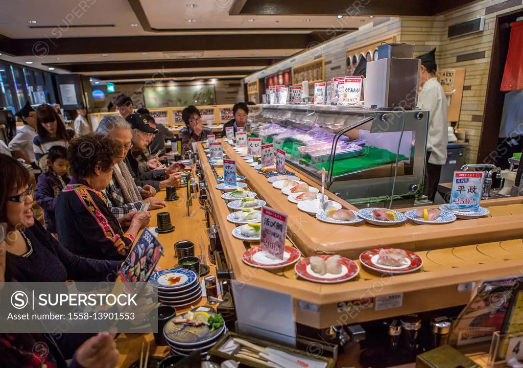 Japan, Tokyo City, Sushi shop