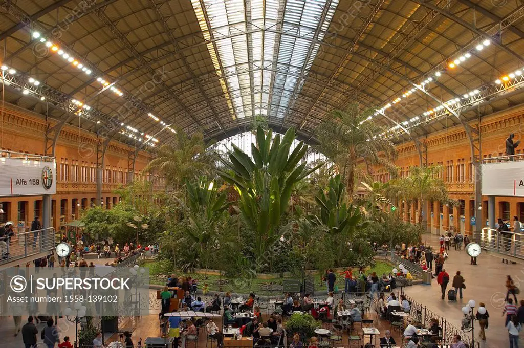 Spain, Madrid, central-railway station, Atocha, concourse, palm-garden,