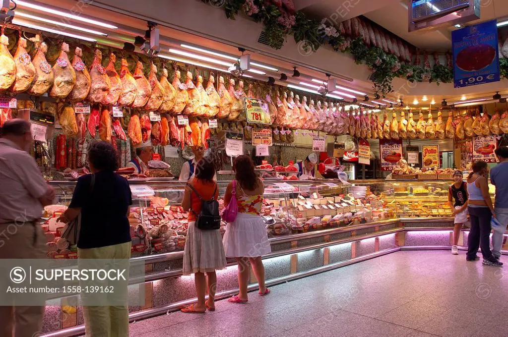 Spain, Madrid, grocery store, indoors, meat-bar, customers,