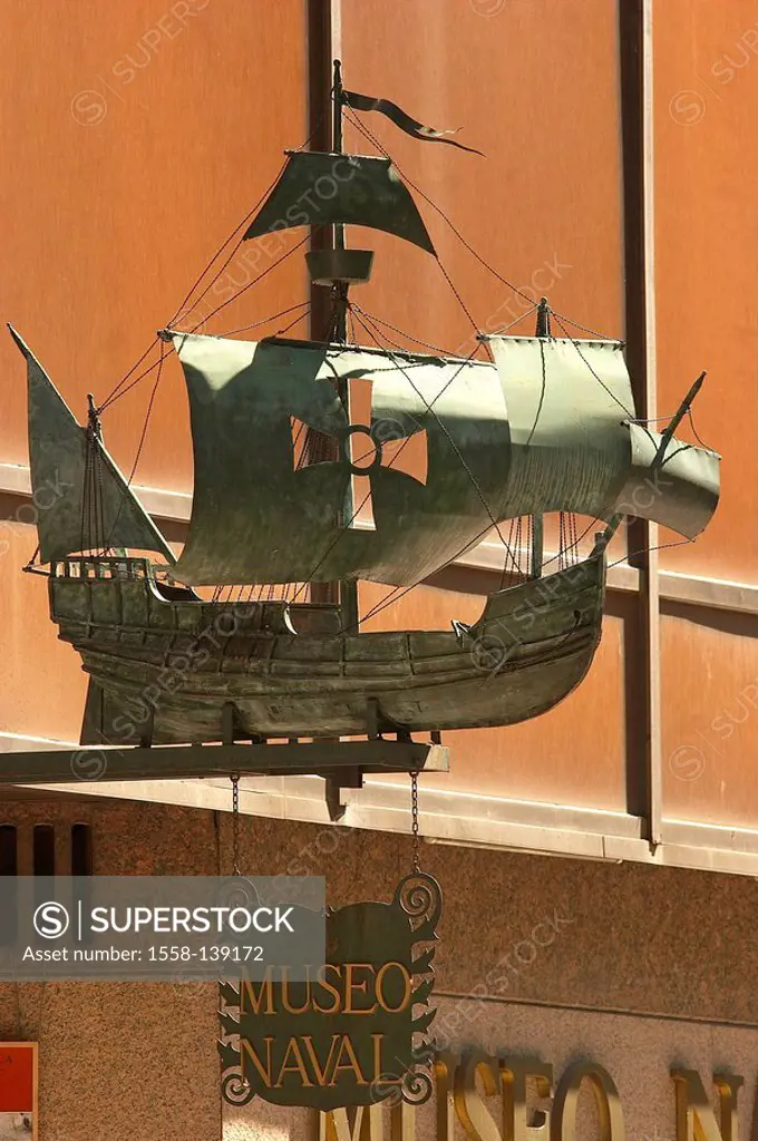 Spain, Madrid, navy-museum, Museo Naval, entrance, ship-model,