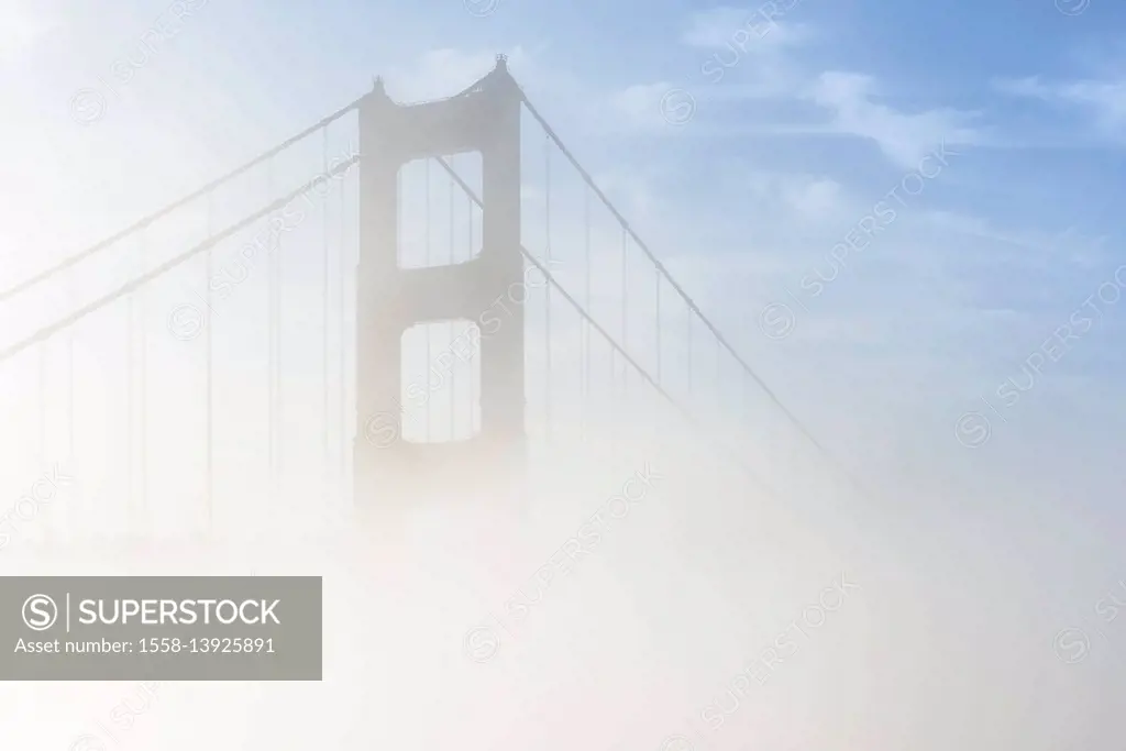 Golden Gate Bridge in the fog, the USA, California, San Francisco