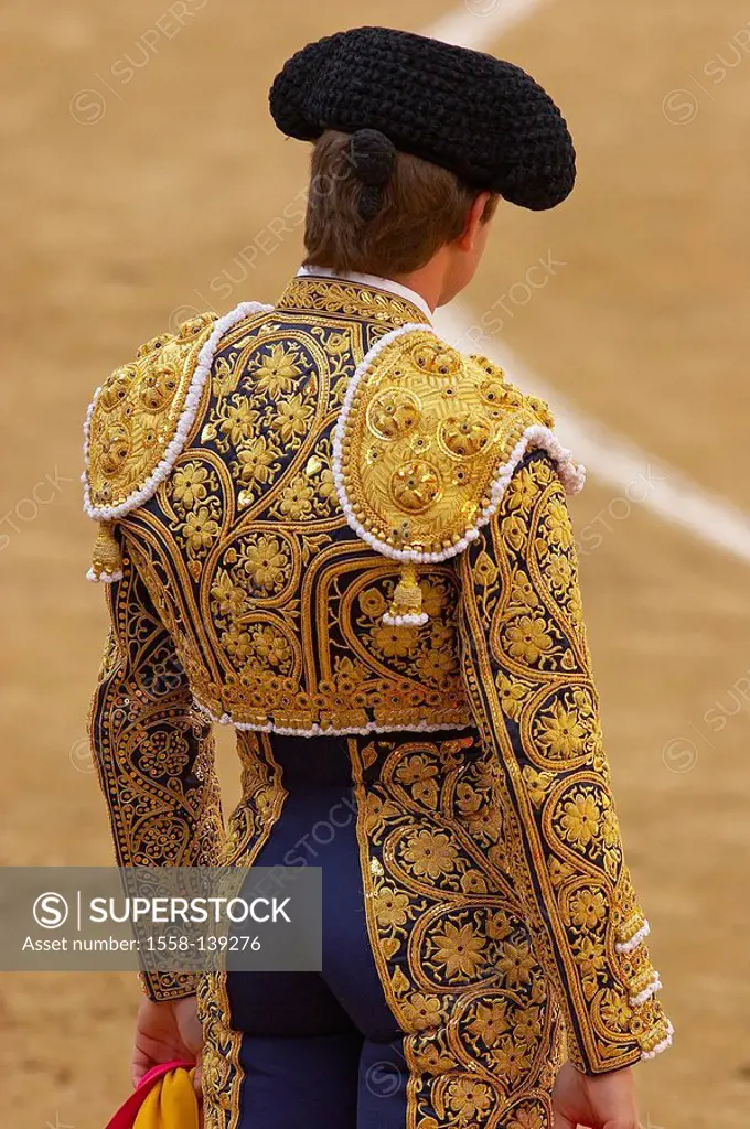 Spain, Madrid, bullfighters, back view,
