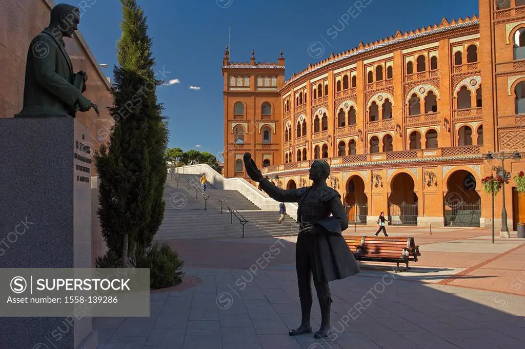 Spain, Madrid, Plaza de Toros, bullring, read Ventas, outside, monument,