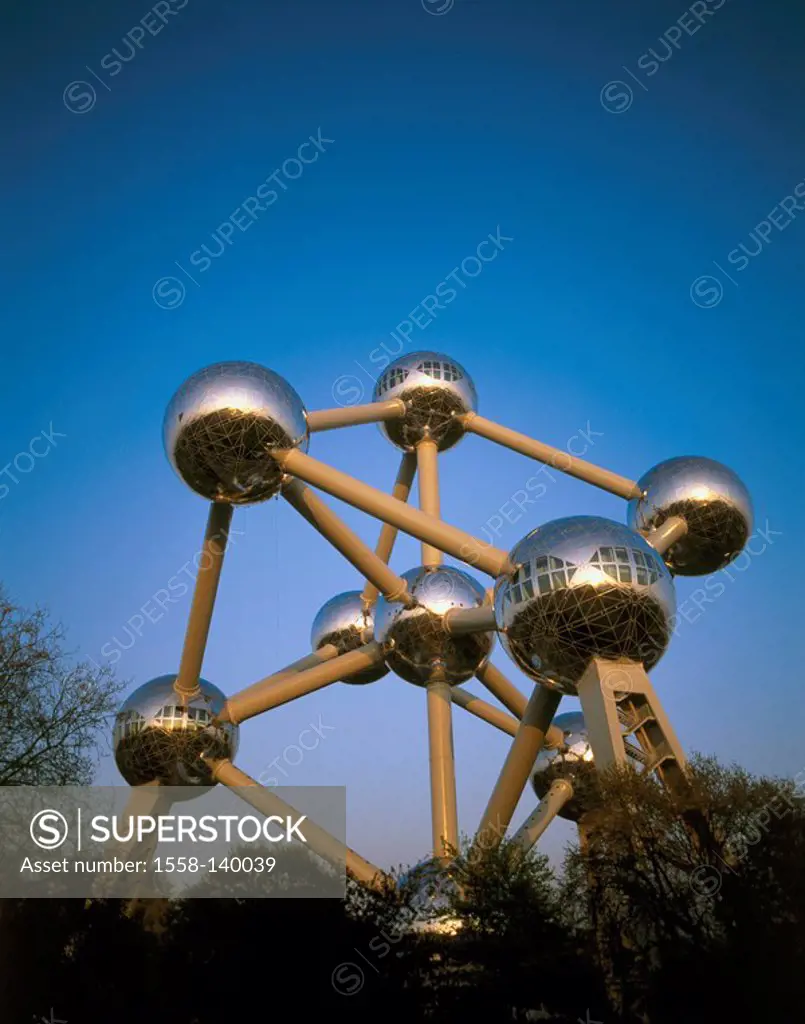 Belgium, Brussels, Atomium, only editorially, series, Benelux, capital, sculpture, representation, iron-crystal, iron-crystal-molecule, molecule, atom...