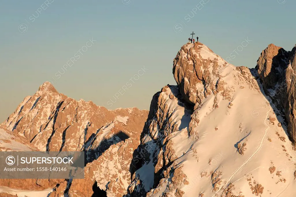 Karwendel, western Karwendelspitze, mountain climbers, no models Tyrol, Germany, Upper Bavaria, Alps, release, Austria, sport, activity, alpine world,...