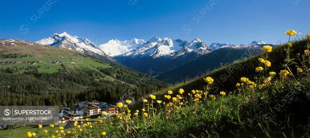 Austria, Salzburger Land, Königsleiten, place-overview, summer, mountains, mountain scenery, mountain-village, Almdorf, village, houses, residences, h...