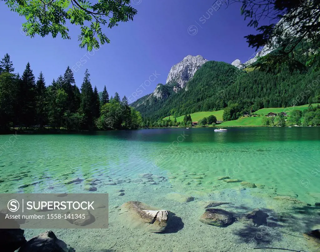 Germany, Berchtesgadener land, Ramsau, rider Alm, Hintersee, summer, Bavaria, mountain scenery, mountains, lake,mountain lake, silence, silence, idyll...