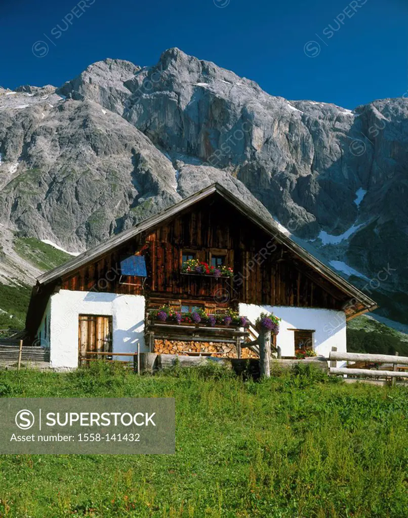 Austria, Salzburger Land, Hochkönig, Stegmoosalm, summer, mountains, high mountain regions, house, mountain hut, alm, rural, deserted, silence, silenc...