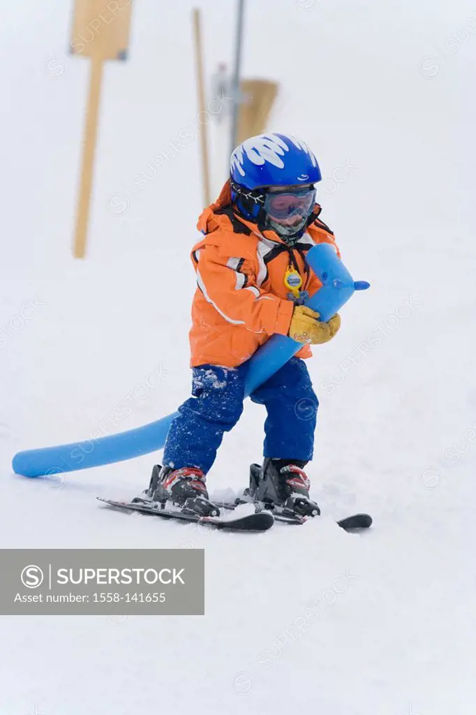 boy, small, skiing, winter
