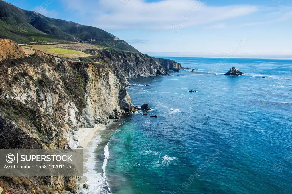 The rocky coast of the Big Sur near Bixby bridge, California, USA
