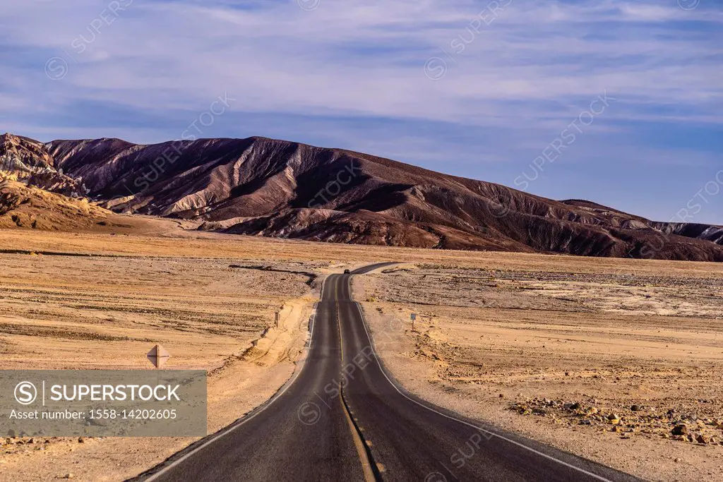 The USA, California, Death Valley National Park, seal Bad Water Road Golden canyon