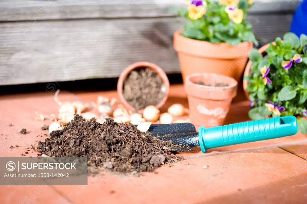 Garden-shovel, bulbs, earth, symbol, planting time