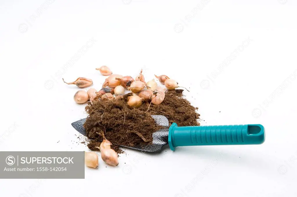 Garden-shovel, bulb, earth, symbol, planting time, cut-out
