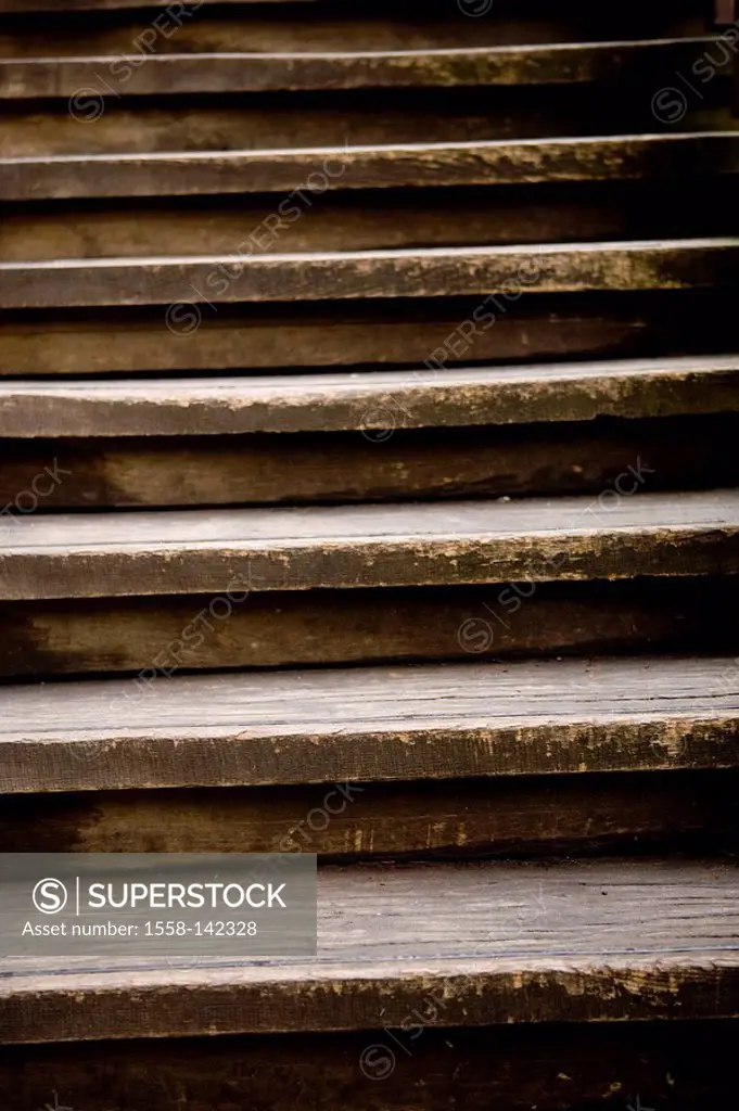 Wood-stairway, old, steps, detail,