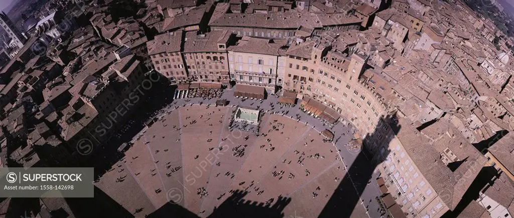 Italy, Tuscany, Siena, city-overview, piazza Del Campo, city, houses, residences, market place, church, construction, architecture, sight, UNESCO-Welt...