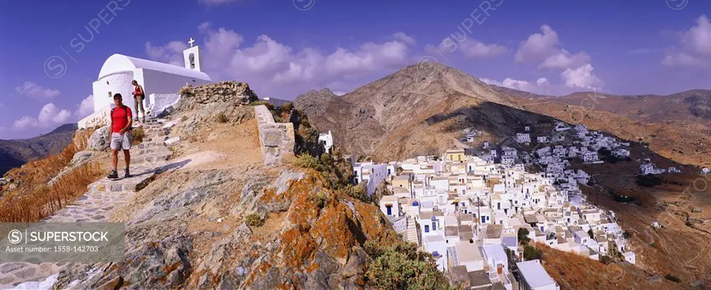 Greece, Kykladen, island Serifos, main-place, locality perspective, church, tourists, no models Mediterranean-island, destination, island-main-place, ...