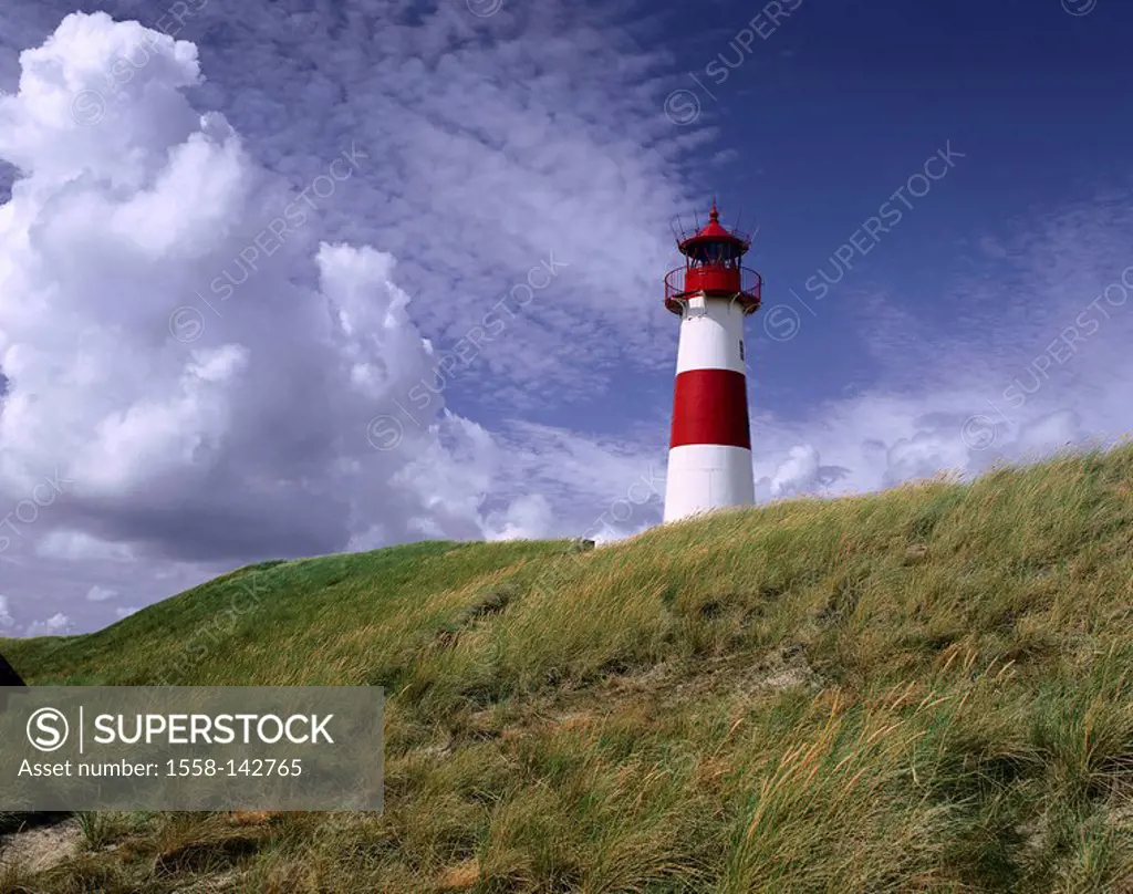 Germany, North-Frisian islands, Sylt, coast, lighthouse cunning east Northern Germany Schleswig-Holstein island, coast-landscape, guidance, bearings, ...