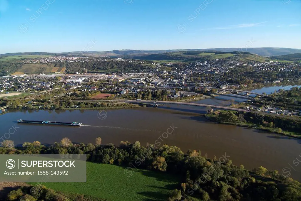 aerial_shot, Germany, Rhineland_Palatinate, Konz, Saar_estuary in the Moselle