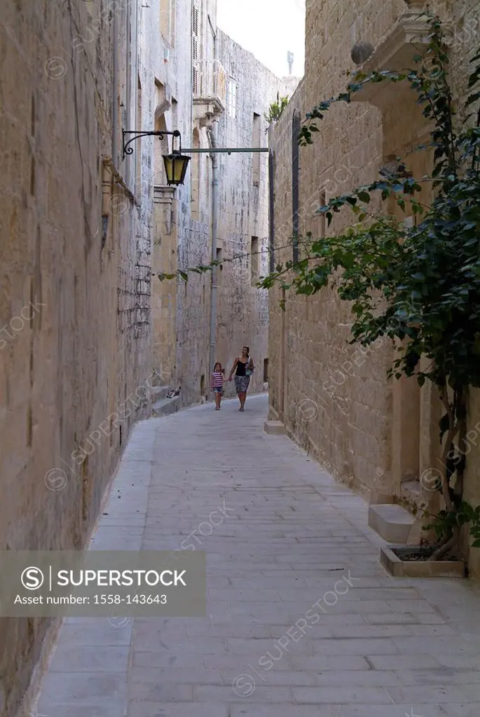 Malta, Mdina, alley, Carmer streets, pedestrians,