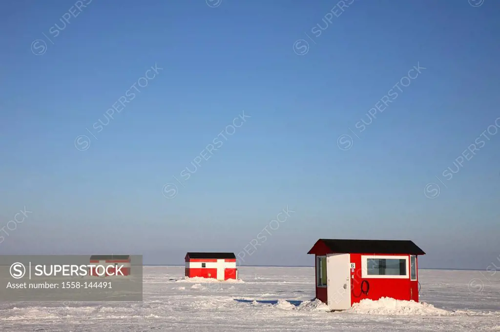 usa, Mille lake, winter, houses, ice_fishing,