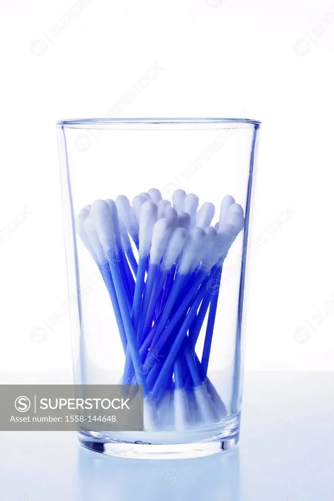 Cosmetics_articles, glass, cotton wool_small rods, series, glass_receptacles, transparently, cotton pads, Q_Tips, clean, unused, hygiene_articles, hyg...