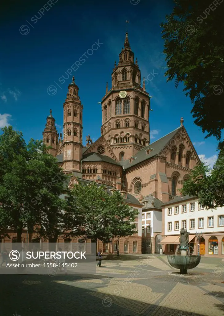 Germany, Rhineland_Palatinate, Mainz, cathedral St. Martin and St. Stephan, Leichcourt, city, sight, church, Lord´s house, sacral_construction, pillar...