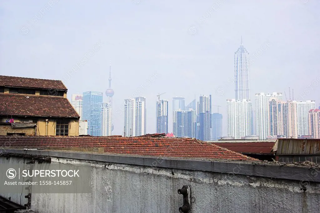 Asia, China, Shanghai, skyline, high_rises, roofs