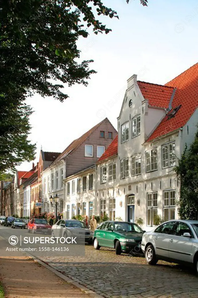 Germany, Schleswig_Holstein, Friedrichstadt, Old Town, row of houses, Northern Germany, North Sea