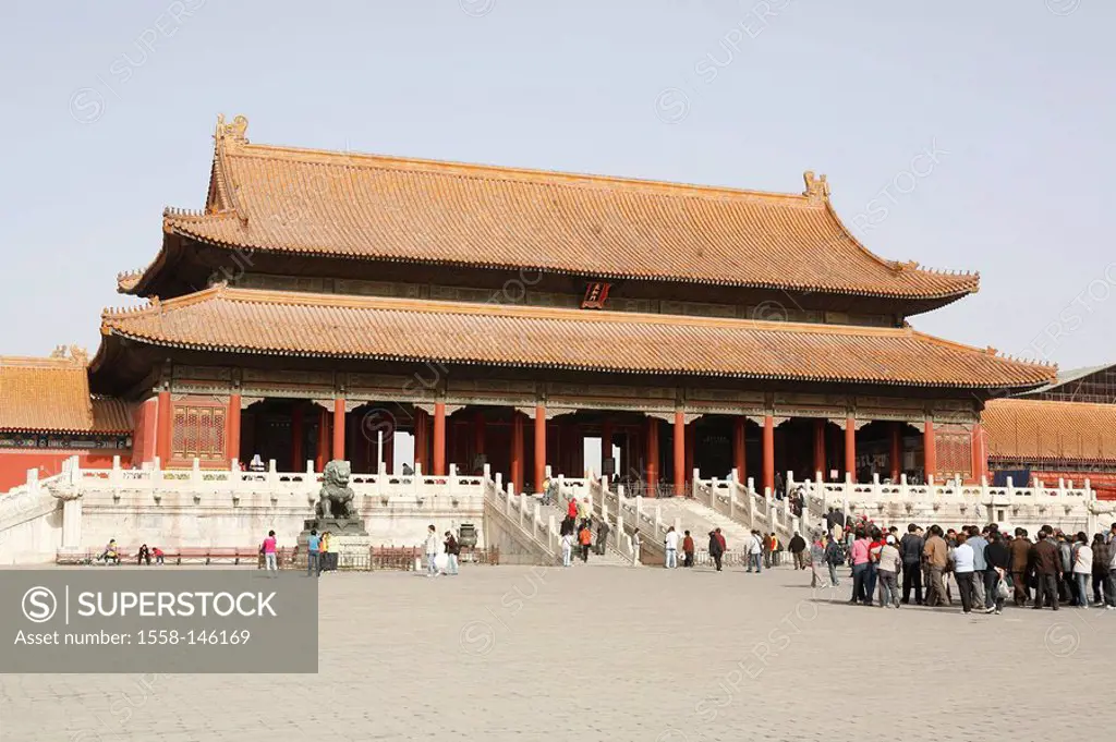 China, Peking, forbidden city, emperor_palace, hall of the highest harmony, tourists, Asia, East_Asia, palace, Gugong, buildings, construction, archit...