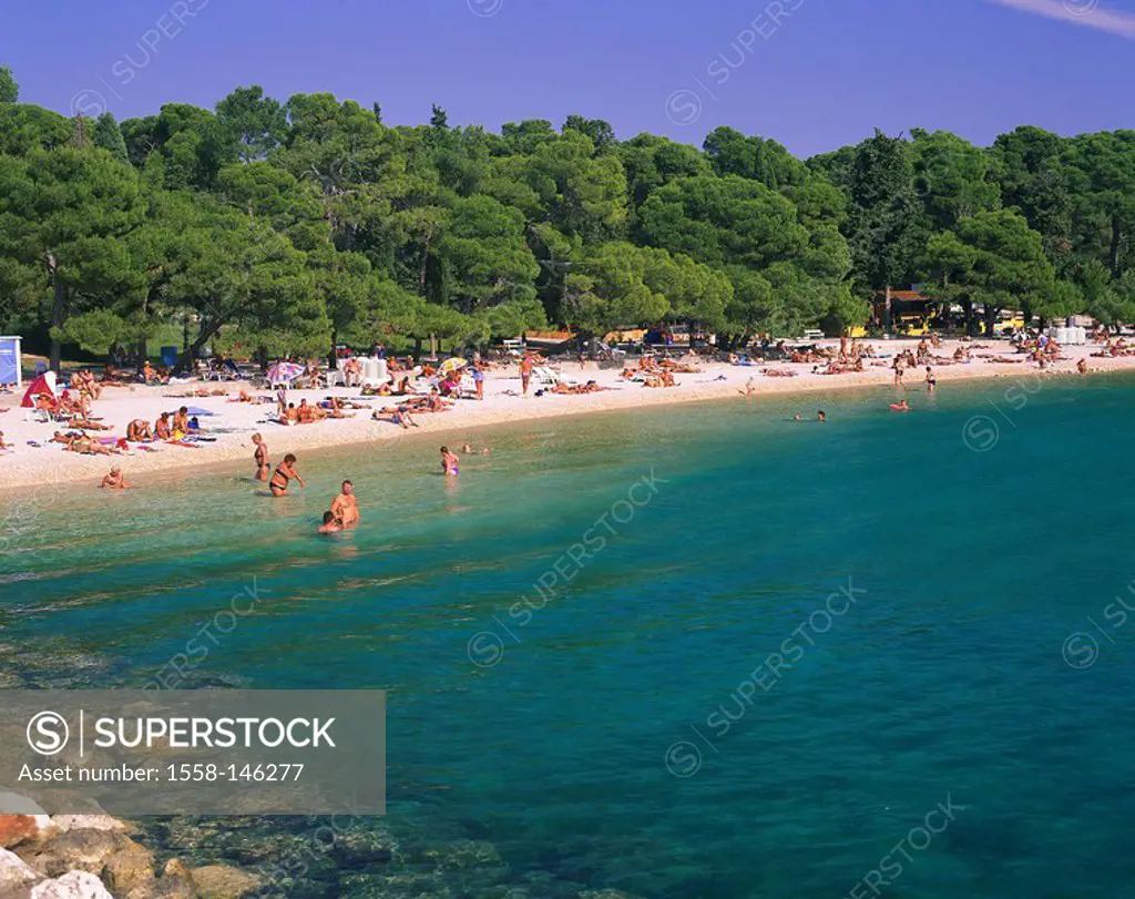 Croatia, Istria, Biograd well Moru, beach, swimmers, coast, Adriatic Sea, coast_place, lake,beach, people, tourists, swims, swims, vacation, destinati...