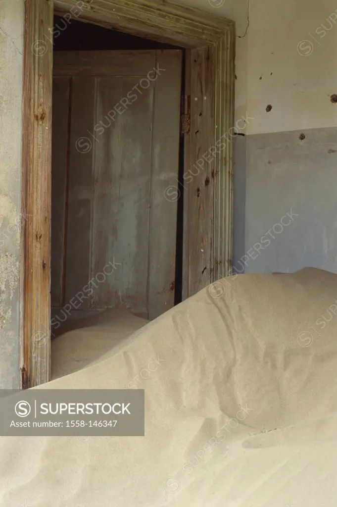 House, entrance, sand_dune, detail, Africa, Namibia, Namib desert, Kolmanspeak, close to Lüderitz, ghost_city, desert, sand, dune, dryness, live_adver...