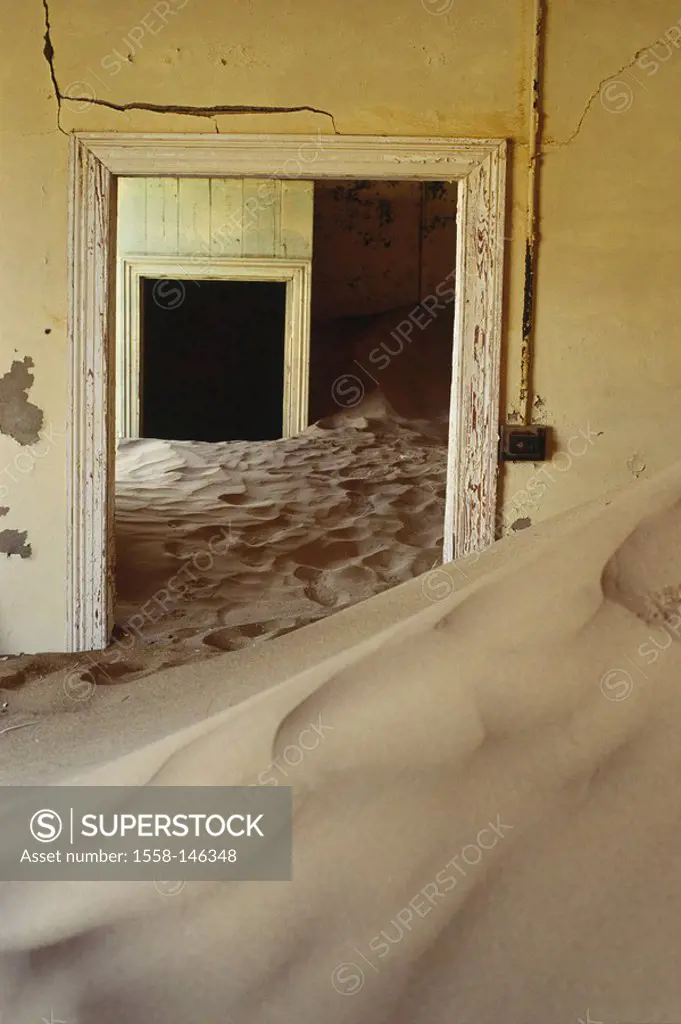 House, areas, door_sticks, sand_dunes, detail, Africa, Namibia, Namib desert, Kolmanspeak, close to Lüderitz, ghost_city, desert sand dune dryness liv...