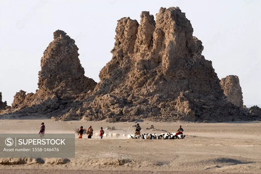 Dschibuti, mountain_desert, nomads, goat_herd, Africa, East_Africa, Djibouti, landscape, mountains, rocks, rock_formations, desert, sand, people, Afri...
