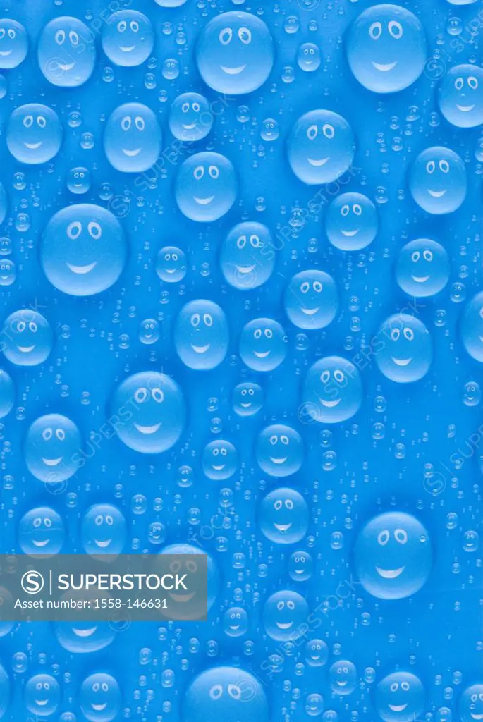 Water_drops, several, faces, smiling, cheerfully, M, wetness, precipitation, moisture, water, drops, raindrops, condensation, dewdrops, smile,ys, eyes...