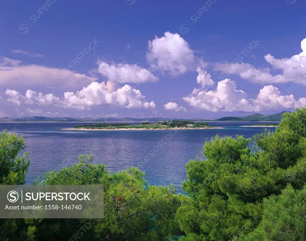Croatia, Dalmatia, island Primosten, view, lake,clouded sky, city, destination, Adriatic Sea, water, turquoise, blue, dreamily, heaven, clouds, island...