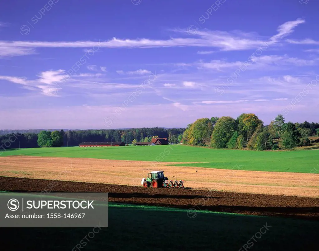 Field_landscape, tractor, Germany, Baden_Württemberg, Swabian Alb, Balingen, economy, agriculture, field_economy, work, country_machine, farm,