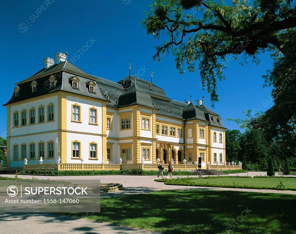 Germany, Bavaria, palace Veitshöchheim, park, visitors, summer, palace_buildings, construction, summer_palace, architecture, palace_garden, park, sigh...