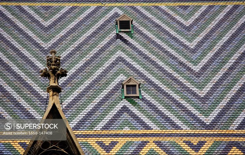 Austria, Vienna, St. Stephen´s Cathedral, roof, roof_shingles, close_up capital, culture_city, Stephansplatz, Lord´s house, cathedral, cathedral, chur...
