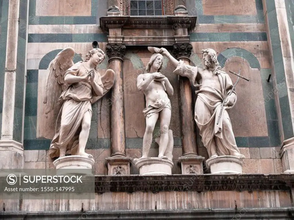 Italy, Tuscany, Florence, Old Town, cathedral_place, font, East_portal, sculpture_group, baptism Christi, baptism_church, sacral_construction, Lord´s ...