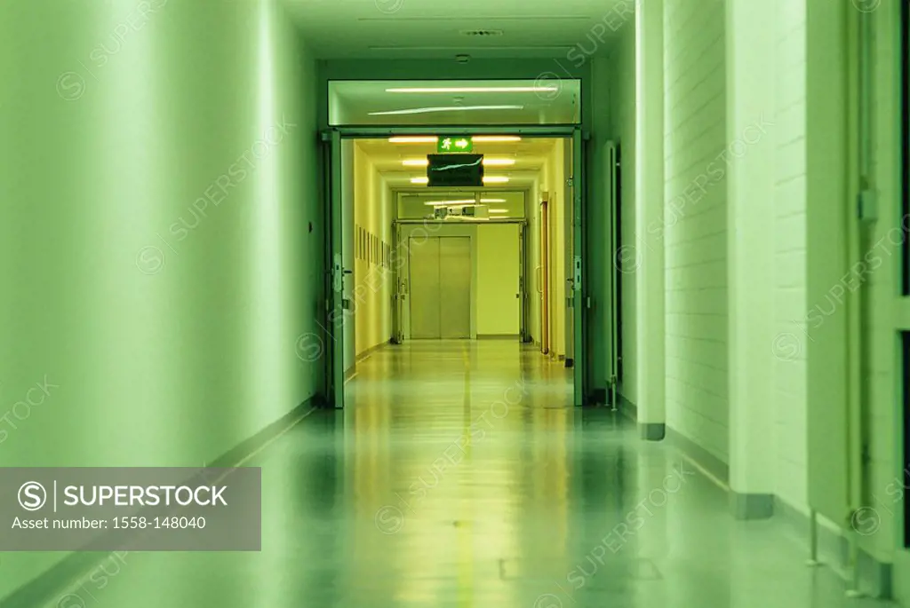 Hospital, hall, clinic, hospital_halls, hallway, hallway, walk, illumination, bald, nobody, deserted, interior,