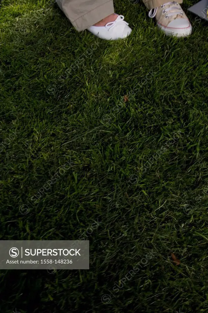 Meadow, people, detail, feet, shoes, people, legs, footwear, stands, side by side, unrecognized, anonymous, grass, park, text_space,