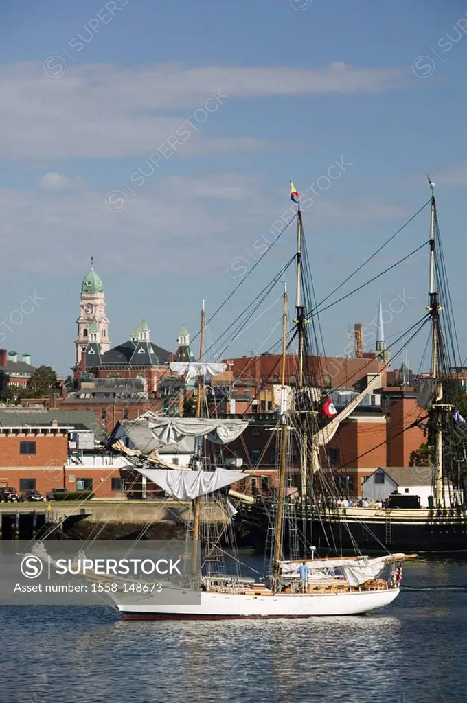 usa, Massachusetts, Cape Ann, Gloucester, harbor, sail_ship, city view