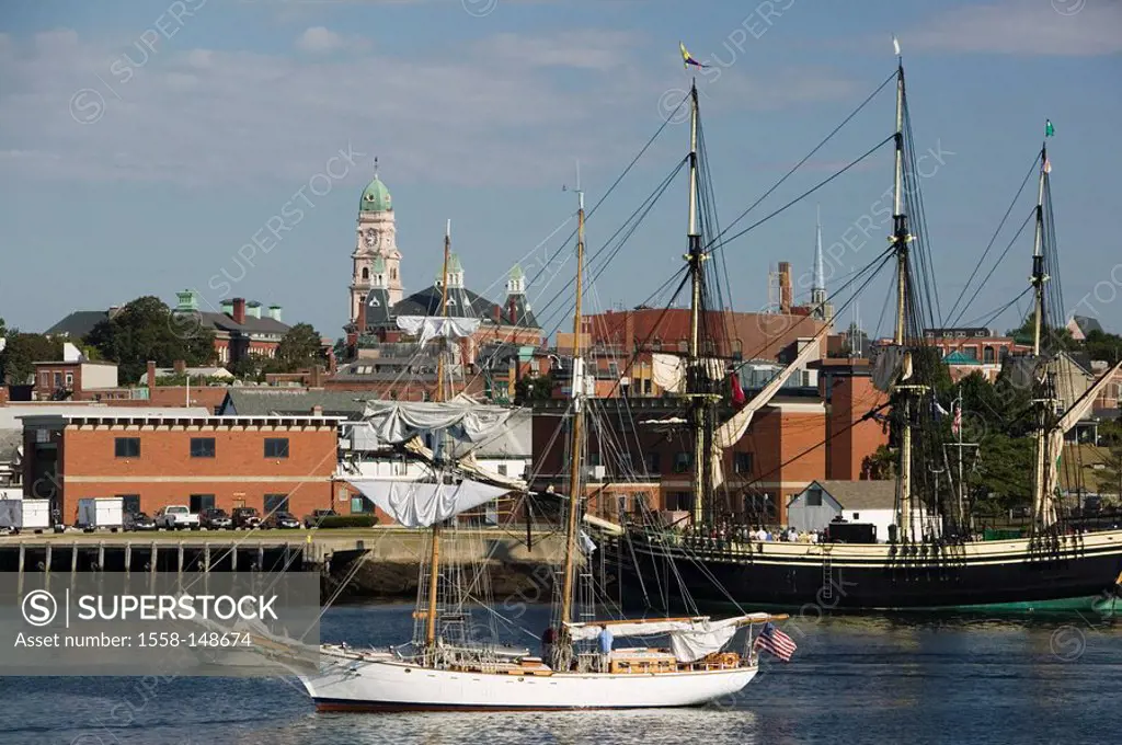 usa, Massachusetts, Cape Ann, Gloucester, harbor, sail_ships, city view