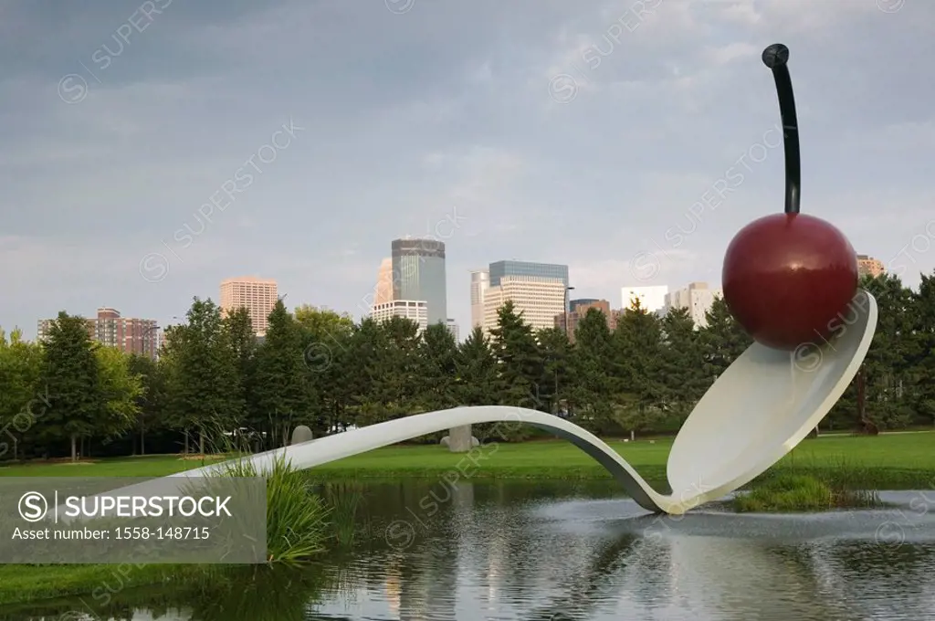 usa, Minnesota, Minneapolis, sculptures garden spoon_bridge cherry art_object